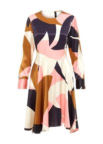 Y.A.S, Damen Midikleid, Creme / Braun / Rosa / Schwarz