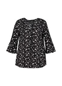 Ulla Popken, Damen Bluse, Schwarz / Wei&szlig;