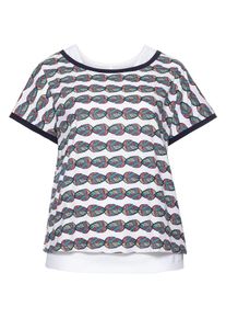 SheeGOTit, Damen 2-in-1-Shirt, Marine / Türkis / Pastellrot / Weiß