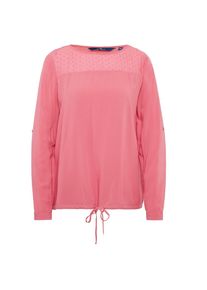 Tom Tailor, Damen Shirt / Blouse Bluse mit transparentem Einsatz, Koralle