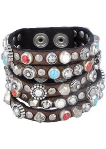 Campomaggi, Damen Armband, Hellblau / Braun / Rot / Silber