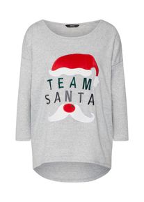 Only, Damen Pullover 'onlELCOS CHRISTMAS', Grau / Hellrot / Schwarz