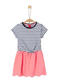 s.Oliver Junior, Mädchen Kleid, Blaumeliert / Rosa / Weiß
