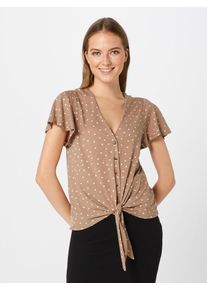 New Look, Damen Bluse '11.05 WW STEPHANIE SPOT VE BUTTON THRU P35', Hellbraun / Weiß