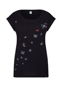 Iriedaily, Damen Shirt 'Butterflies', Schwarz / Wei&szlig;