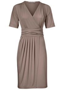 Heine, Damen Jerseykleid in Wickel-Optik, Taupe