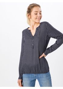 Tom Tailor, Damen Bluse 'check blouse with turn-up', Nachtblau / Weiß