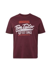 Tom Tailor, Herren T-Shirt, Weinrot / Orangerot / Weiß