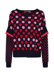 Oui, Damen Pullover, Dunkelblau / Rot