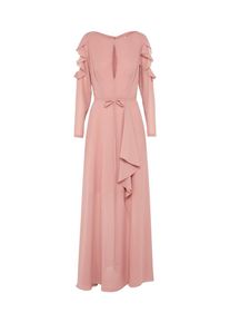 True Decadence, Damen Abendkleid mit Volants, Rosa