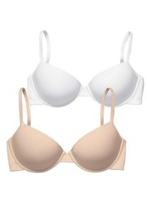 Petite Fleur, Damen Maxi-Push-up-BH (2 Stück), Nude / Weiß