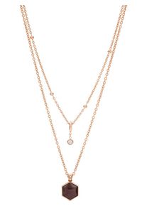 Fossil, Damen Kette 'Classics JF03064791', Rosegold / Beere / Transparent
