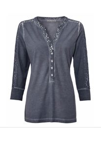Heine, Damen Paillettenshirt, Marine