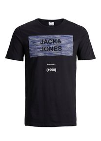 Jack & Jones JACK & JONES, Herren T-Shirt 'Grafik', Dunkellila / Schwarz / Weiß