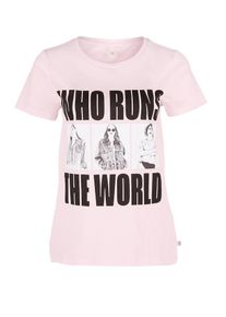 Q/S Designed By, Damen T-Shirt, Pastellpink / Schwarz / Weiß