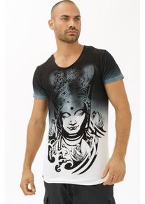 Trueprodigy, Herren T-Shirt 'Maori meditation', Rauchblau / Schwarz / Wei&szlig;