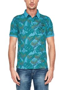 s.Oliver RED LABEL, Herren Print-Poloshirt, Aqua