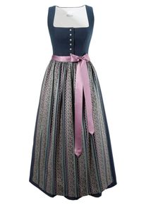 HANNAH, Damen Dirndl lang mit Leinenmieder, Navy / Rosa
