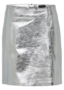 Selected Femme, Damen Lederrock, Silber