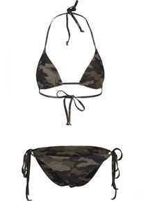 Urban Classics, Damen Bikini 'Ladies Camo', Dunkelbeige / Braun / Dunkelbraun / Schwarz
