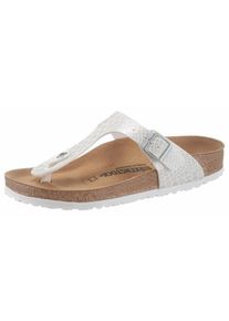 Birkenstock, Damen Zehentrenner 'Gizeh', Silber / Wei&szlig;