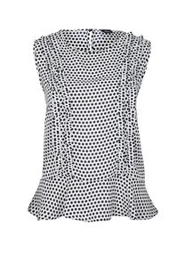 s.Oliver BLACK LABEL, Damen Gerüschtes Blusentop, Nachtblau / Weiß