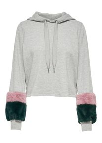 Only, Damen Hoodie, Grau / Tanne / Rosa