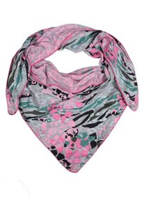 Zwillingsherz, Damen Tuch 'Leichtes Dreieck Leo', Grau / Petrol / Rosa