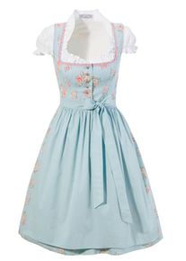 HANNAH, Damen Dirndl 3tlg. im Blu-Design, Hellblau / Grün / Pink / Weiß