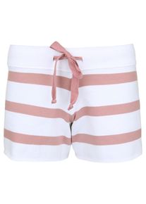 Juvia, Damen Sweatshorts 'FLEECE STRIPE', Ros&eacute; / Wei&szlig;