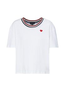 New Look, Damen T-Shirt '04.05 WW HEART POCKET LUREX TIPPING P16', Hellrot / Wei&szlig;