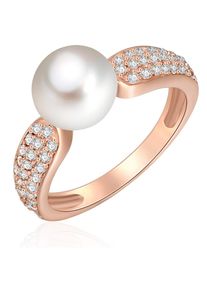 Valero Pearls, Damen Ring, Rosegold / Perlwei&szlig;