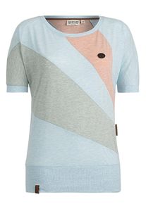 Naketano, Damen Shirt 'Specki Chan', Hellblau / Pastellgrün / Pfirsich