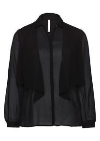 sheego Style, Damen Chiffonbluse, Schwarz