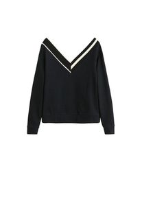 Mango, Damen Sweatshirt 'Pico', Schwarz / Wei&szlig;