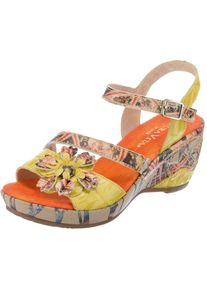 Laura Vita, Damen Keilsandaletten 'Beaute 118', Beige / Gelb / Rot