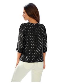 Heine, Damen Chiffonbluse, Schwarz / Weiß