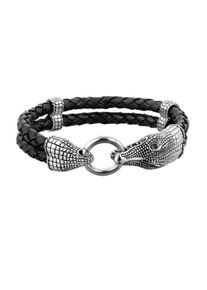 Kuzzoi, Herren Armband 'Krokodil', Schwarz / Silber