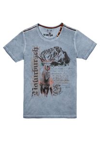 Marjo, Herren Trachtenshirt, Rauchblau / Schwarz
