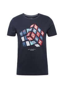 Tom Tailor Denim, Herren T-Shirt, Rauchblau / Nachtblau / Rot / Weiß