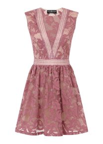 Little Mistress, Damen Kurzes Spitzenkleid 'Rose', Pitaya
