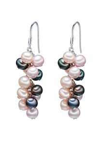 Valero Pearls, Damen Silberohrhänger mit Süßwasser-Zuchtperlen, Blau / Cappuccino / Rosa / Silber