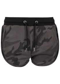 Urban Classics, Damen Hotpants 'Camo', Dunkelgrau / Schwarz