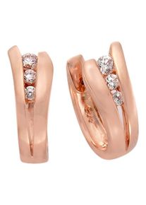 Firetti, Damen Ohrschmuck: Paar Creolen mit Zirkonia, Rosegold / Weiß