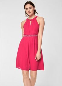 s.Oliver BLACK LABEL, Damen Chiffonkleid mit Schmucksteinen, Pink