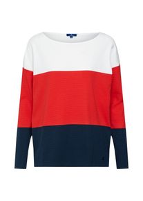 Tom Tailor, Damen Sweatshirt, Blau / Feuerrot / Wei&szlig;