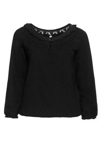 sheego Style, Damen Langarmshirt, Schwarz