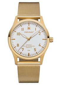 POP PILOT, Damen uhr 'CGK', Gold / Wei&szlig;