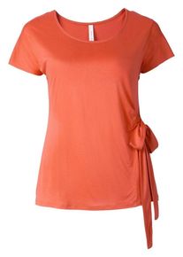 sheego Trend, Damen Trend T-Shirt mit seitlichem Knoten, Koralle