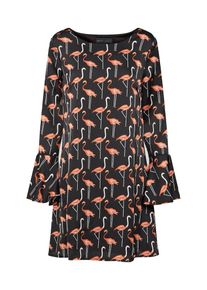 Mela London, Damen Kleider 'Flamingo Print Tunic Dress', Orangerot / Schwarz